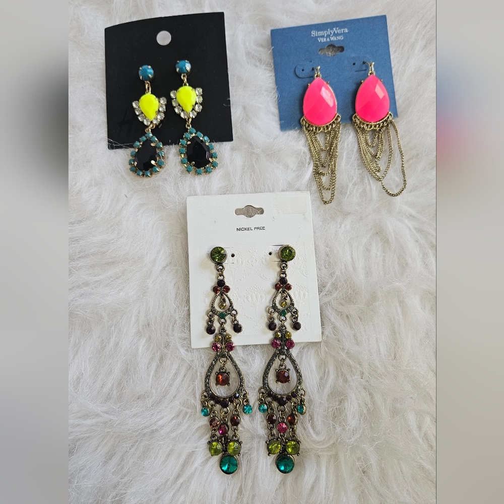 3 Pairs of Chandelier Earrings